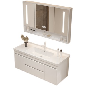 Meuble-lavabo de salle de bain moderne avec miroir LED intelligent, armoire murale étanche et lavabo intégré - Product Image 4