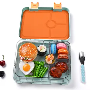 Precio competitivo multicolor 4 Compartimentos Plástico tritan Oficina Escuela Almuerzo Contenedor Fiambrera para Niños Bento Box