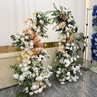 Arche de fleurs artificielles en soie et fer, arrangement moderne en forme de corne pour toile de fond de décoration d'événements de mariage