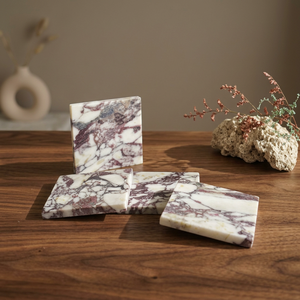 ชุดจานรองแก้วหินอ่อน Calacatta Viola ดีไซน์ทันสมัย ทำด้วยมือจากหินธรรมชาติ สำหรับตกแต่งบ้านระดับพรีเมียม โต๊ะกาแฟ ชา กาแฟ - Product Image 1