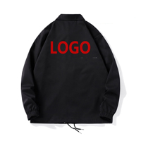 Veste d'entraîneur pour hommes, conception personnalisée OEM, Logo personnalisé vierge, veste d'entraîneur pour hommes, coupe-vent noir uni