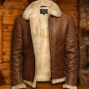 Mens Brown B3 <b>Bomber</b> Leather <b>Jacket</b> - Product Image 3