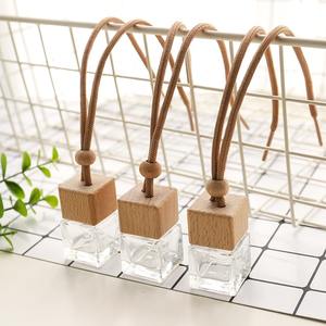 Diffuseur de parfum pour voiture en verre avec bouchon en bois, flacon carré en verre pour voiture - Product Image 4