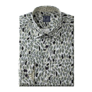 เสื้อเชิ้ตผู้ชายทรงทันสมัย กระดุมแถวเดียว สไตล์ลำลองสำหรับฤดูใบไม้ร่วง ผลิตจากผ้าฝ้ายป๊อปลิน 100% พิมพ์ลายดิจิทัล เป็นมิตรต่อสิ่งแวดล้อม ปกเสื้อแบบพับได้ - Product Image 4