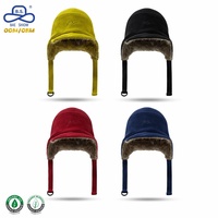 Gorro de Invierno con Orejeras de Tela Aterciopelada y Forro de Piel Sintética, Diseño Trapper, OEM ODM, Logotipo Personalizado, Pedidos al por Mayor, Venta al por Mayor de Fábrica