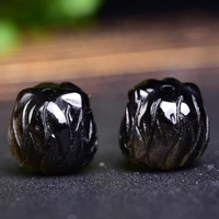 Gravure en cristal de quartz naturel, obsidienne d'or, main de Lion dansant pour la fabrication de collier pendentif
