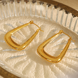 ต่างหูห่วงทรงเรขาคณิตทองไทเทเนียมเหล็กมินิมอลลิสต์แฟชั่นเครื่องประดับสำหรับผู้หญิง EH846 - Product Image 3