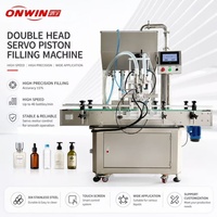Mesin Pengisi Cairan 2 Kepala Servo Layar Sentuh Khusus untuk Kosmetik Cair, Saus Makanan, Madu, Selai, Cairan Kental