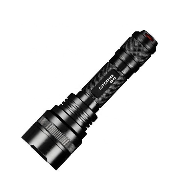 SUPERFIRE C8-R5 Industrial High Brightness 5-Mode IP55 Waterproof USB Rechargeable Aluminum Alloy Black Tail Torch Flashlight
