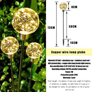 Lampe <span class=keywords><strong>solaire</strong></span> LED DC en cuivre, blanc chaud, capteur de lumière, corps en verre, grande taille, IP65, certifiée ROHS, batterie, utilisation en extérieur, CRI95 - Product Image 4