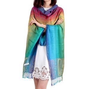 Gros coloré hiver femmes Style ethnique gland Jacquard Polyester grande écharpe châles - Product Image 3