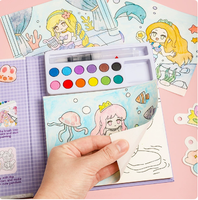 Livre de coloriage aquarelle tout-en-un pour enfants, kit de peinture artistique portable pour débutants