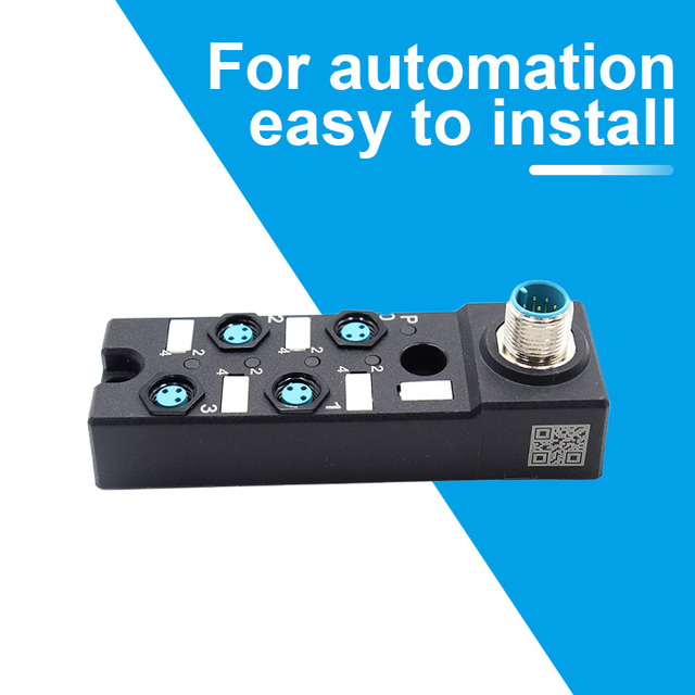 Junction Box Distributor Nylon Housing M8 3pin Female IEC Connector M12 Termination Vertical Connection