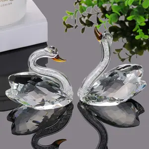 Hot Sale Personalized Custom Wedding Favors Gifts K9 Crystal Glass Swan Figurine
