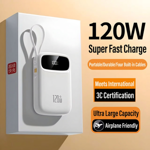 พาวเวอร์แบงค์พกพา 120W พร้อมสายชาร์จในตัว ชาร์จเร็วพิเศษ ได้รับการรับรองมาตรฐาน 3C ใช้ได้บนเครื่องบิน - Product Image 1