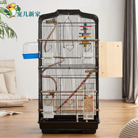 Grande cage à oiseaux en acier pour perroquets, calopsites, perruches - Cage de reproduction de luxe extra-large finition or électroplaqué, emballée en boîte