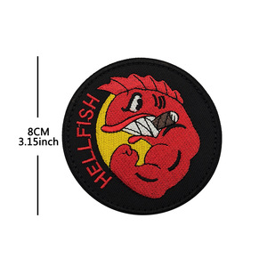 Pronto per la Spedizione: Patch in Tessuto Ricamato Tattico Rotondo Hellfish Team, Distintivo Personalizzato con Velcro Adatto per Caschi e Cappellini da Baseball - Product Image 2