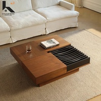 Table basse minimaliste en bois massif, table centrale pour appartement, hôtel, projet de mobilier