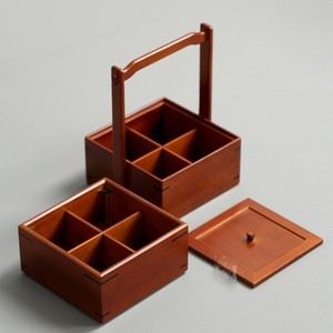 Boîte alimentaire en bois à double couche avec poignée, rectangulaire, empilable, pour pique-nique, camping, emballage général, 22,5 cm de haut - Product Image 4