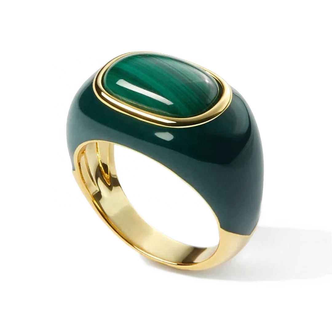 Custom malachite enamel ring