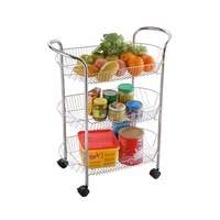 FIRST HORSE Organiseur de cuisine, couleur blanche, chariot utilitaire à 3 niveaux, chariot de rangement en métal antirouille avec roulettes, gain de place