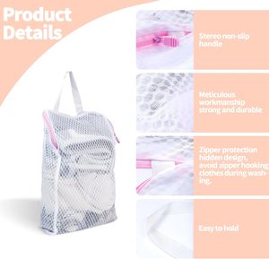 2Pcs Mesh <b>Laundry</b> Bags with Metallic Zipper Travel <b>Storage</b> <b>Organize</b> Bag Clothing Triangle Washing Bags for <b>Laundry</b>&Stocking&Wash - Product Image 3