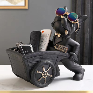 <span class=keywords><strong>2023</strong></span> nouveaux produits bouledogue <span class=keywords><strong>français</strong></span> Butler Statue avec Double plateaux pour porte-clés Cool chien avec lunettes Animal résine Sculpture - Product Image 2