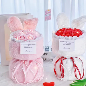 Bouquet de roses artisanales en forme d'oreilles de lapin, fleurs de savon finies pour la Saint-Valentin, cadeau idéal pour petite amie, meilleure amie, anniversaire - Product Image 2