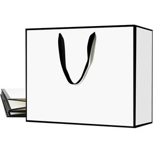 Customized Luxury Gift Paper Bags Ivory Board Zipper Top Custom Logo Colors for <b>Shoes</b> Clothing Packaging-Eco-Friendly Wholesale - Product Image 1