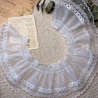 Jupe en dentelle à mailles avec garniture double couche en polyester chiffon extensible, design ondulé à volants pour robe de soirée