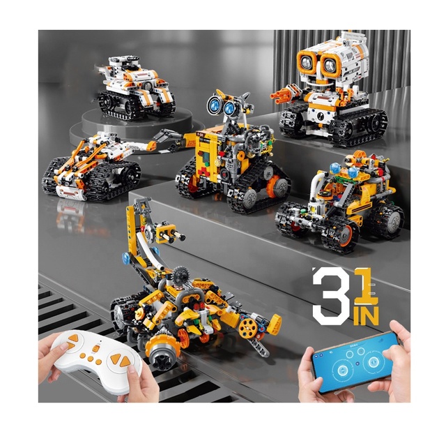 Kids STEM Educational 3-in-1 Remote Control Building Block Robot Toys with Musical Features for Kids Play
