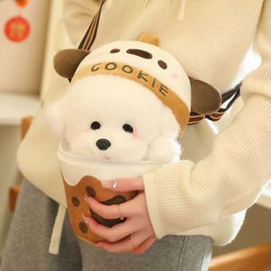 2 en 1 creativo nuevo lindo perro oso conejo animales de peluche en taza de té de la leche bolsa de felpa regalos para niños - Product Image 5