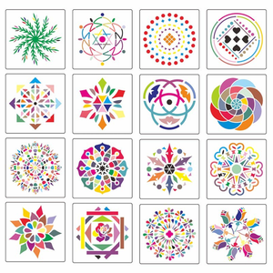 2020 NOUVEAU 32 pochoirs de <span class=keywords><strong>peinture</strong></span> et de dessin en <span class=keywords><strong>mandala</strong></span> découpés au laser Parfaits pour le sol, les murs, les carreaux, les tissus, les meubles - Product Image 1
