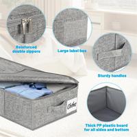 Lot de 3 grandes boîtes de rangement sous le lit, pliables, en tissu de lin, avec fermeture éclair et poignées, pour vêtements, literie, couvertures