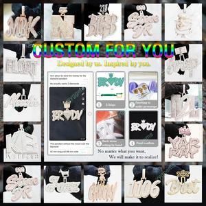 Disesuaikan 4 inci baguette berlian <span class=keywords><strong>2</strong></span> nada berlapis emas solid 925 perak murni moissanite kustom moissanite liontin - Product Image 5