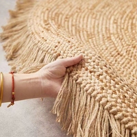 Handmade Round Jute Rugs Carpets Round Natural Fiber Jute Area Rugs Floor Mats with Tassels Fringles