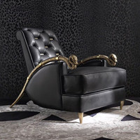 Fauteuil de détente de style italien, luxe léger, en cuir véritable, design serpent, cuir de crocodile, fauteuil individuel