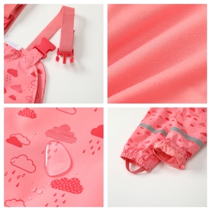 OEM Ensemble imperméable et pantalon à capuche et fermeture éclair 2 pièces pour filles avec motif 3D 100% polyester Vêtements décontractés pour enfants - Product Image 4