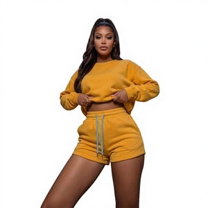 Lounge Set Sweatshirt and Shorts Comfortable Everyday <b>Wear</b> Women's Casual Sweatshirt Shorts for Women - Product Image 1