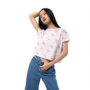 Women's <b>Cropped</b> Raglan Sleeve T-Shirt <b>White</b> Green Color Block Crew Neck Short Sleeve Knitted 100% Cotton Casual Breathable Quick - Product Image 1