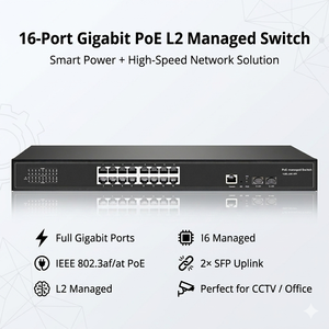 Switch réseau intelligent géré L2 PoE Gigabit 16 ports avec 2 ports SFP Uplink, IEEE 802.3af/at, VLAN QoS pour vidéosurveillance et bureaux - Product Image 3