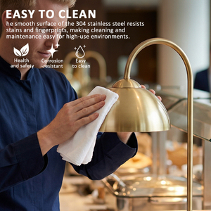 โคมไฟอุ่นอาหารสแตนเลสแบบตั้งพื้นจากโรงงานโดยตรง พร้อมฐานหินอ่อนกันลื่นแข็งแรง สำหรับใช้ในบุฟเฟ่ต์ - Product Image 5