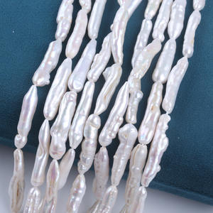 Perles d'eau douce naturelles de Zhuji, 6-8 mm, blanches, enfilées, perles lâches, trou droit, cure-dent pour instrument PiPA, collier, chaîne de perles - Product Image 2