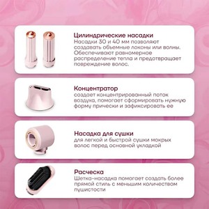 Hair Dryer 5 In 1 Negative Ion High Speed Quiet Operation Home Use With Concentrator And Diffuser Nozzle Pink Gray - Product Image 4