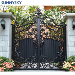 Sunnsyky Garden Gates Automatique <span class=keywords><strong>Fer</strong></span> Forgé Personnalisé Électrique <span class=keywords><strong>Coulissant</strong></span> Allée Porte Conception Extérieur Balançoire Conception Graphique - Product Image 4