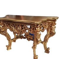 Vente en gros de haute qualité, design victorien classique, table console d'entrée en bois, feuille d'or 24 carats, halls d'appartements sculptés de luxe