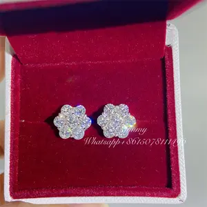 New Designs Lowest Price 925 Sterling Silver White Gold Plated VVS Moissanite Loose Stud Earrings Man