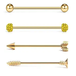 10G Stainless Steel Industrial Barbell Earring Cartilage Body Piercing Jewelry Piercing Bar Earring Wholesale