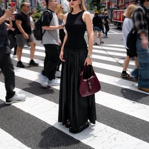 Vestido Largo Negro Informal con Estampado Floral, Sin Mangas, Satinado, Transpirable, Ecológico, Lavable, Antiestático, Servicio OEM, para Fiestas de Verano - Product Image 1