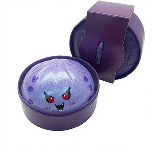 Jouet de décompression en TPR souple à rebond lent, en forme de boulette vapeur simulée avec effet miroir, motif Le Jin et expression de dessin animé, pour soulager le stress - Product Image 3